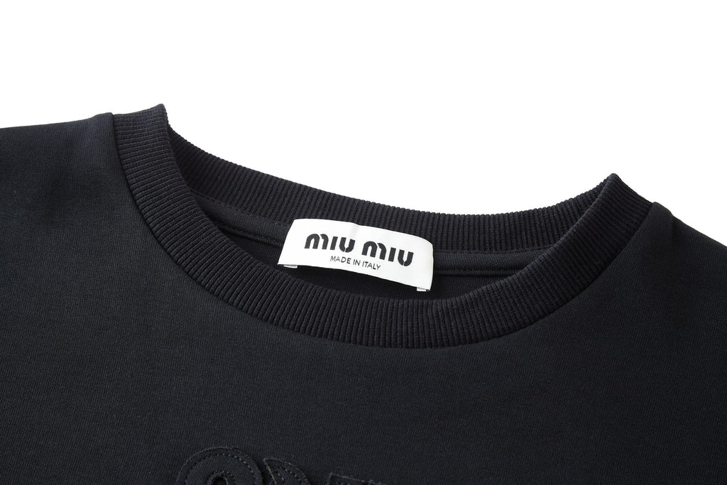 Miu Miu Embroidered Flower Logo Long Sleeve T-Shirt