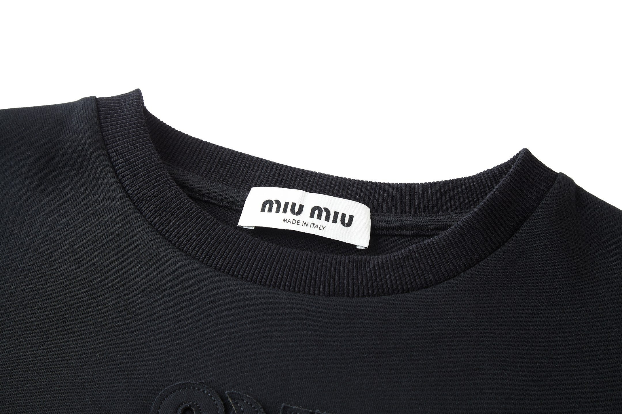 Miu Miu Embroidered Flower Logo Long Sleeve T-Shirt