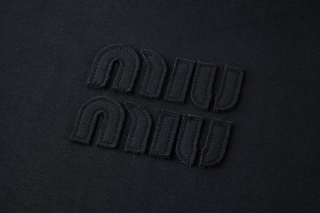 Miu Miu Embroidered Flower Logo Long Sleeve T-Shirt