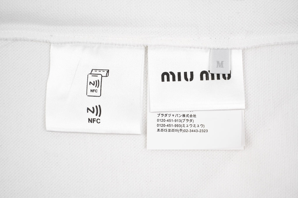 Miu Miu Solid Color Embroidered Logo Long Sleeve Polo