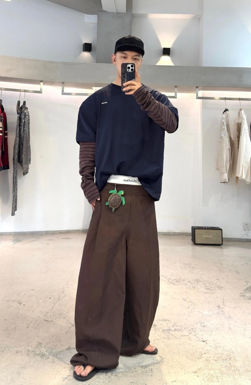 Miu Miu Striped Fake Two-Piece Long Sleeve T-Shirt