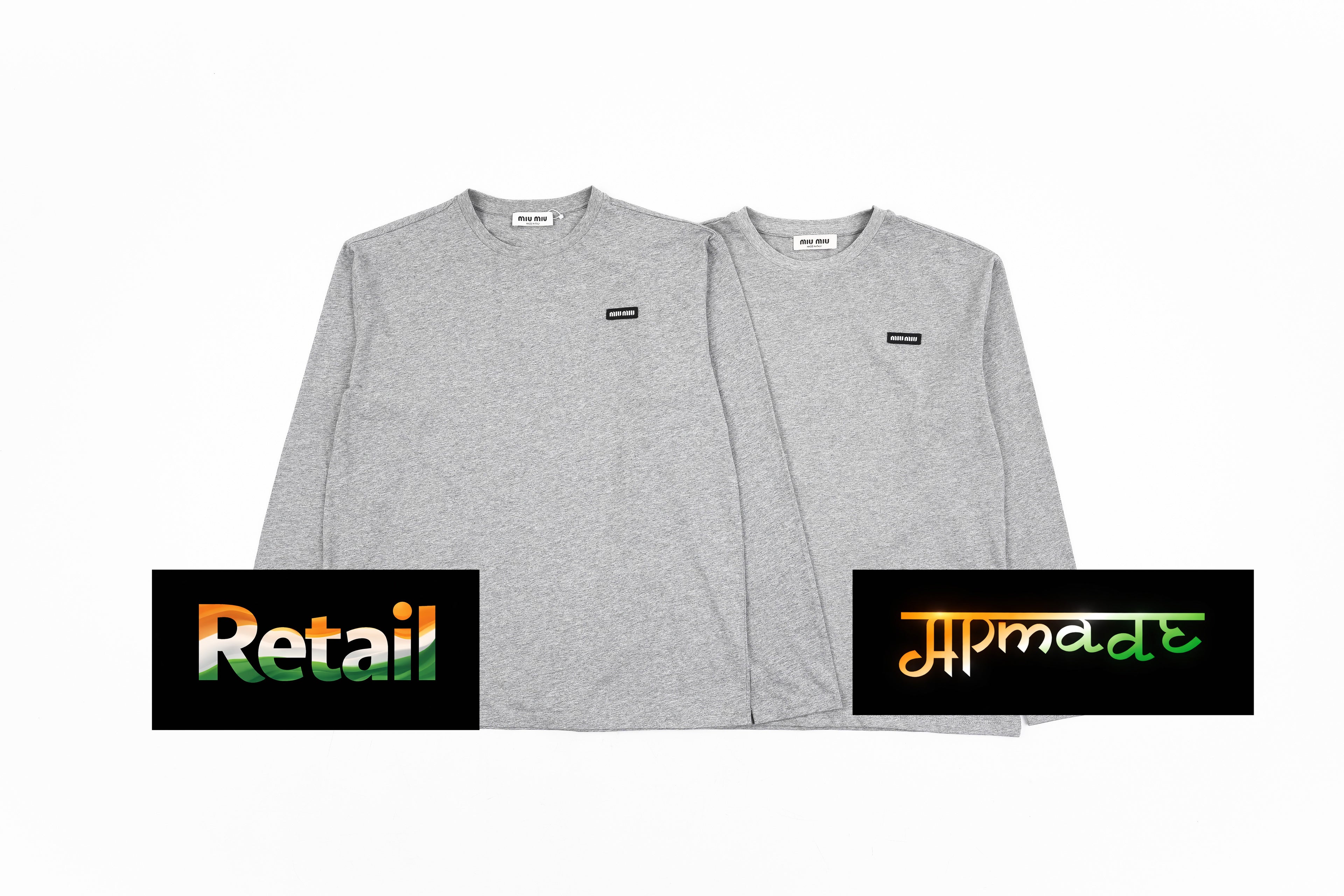 Miu Miu Gray Long Sleeve T-Shirt