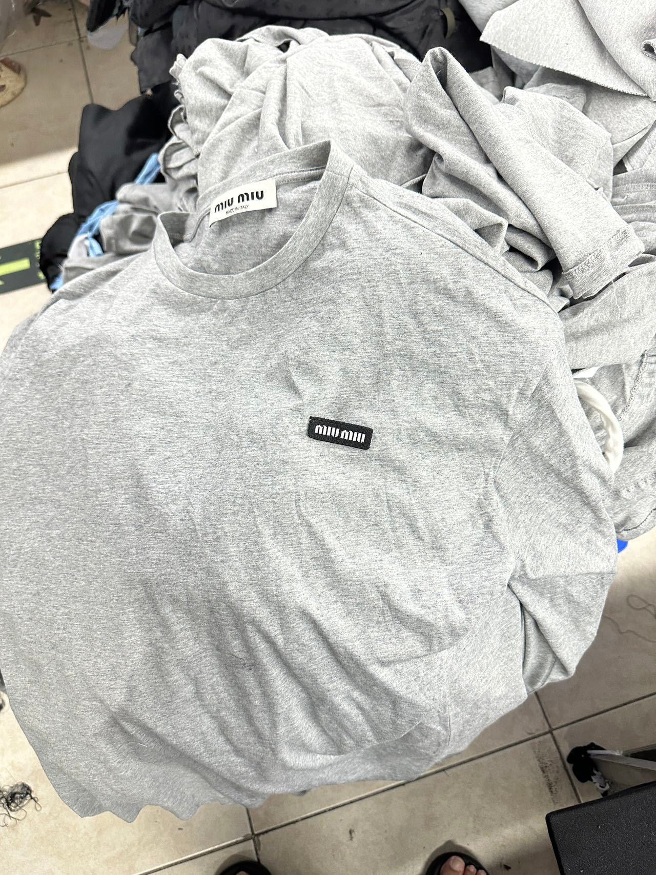 Miu Miu Gray Long Sleeve T-Shirt