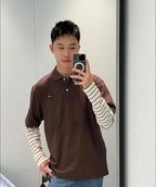 Miu Miu Brown Striped Long Sleeve Polo
