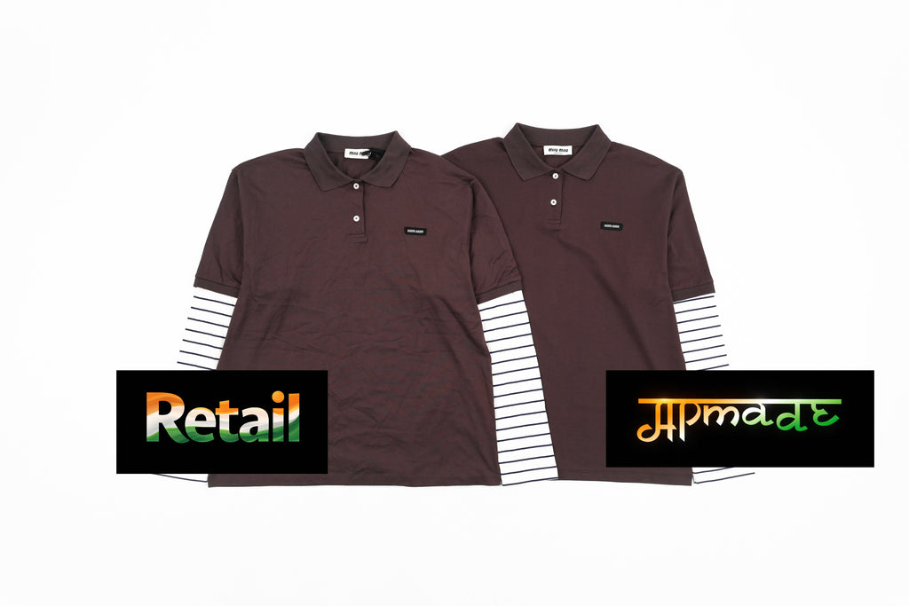 Miu Miu Brown Striped Long Sleeve Polo