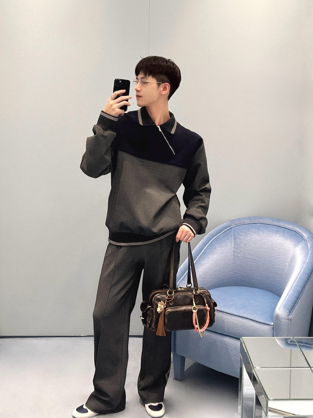 Miu Miu Contrast Color Side-Zip Sweatshirt