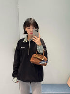 Miu Miu Stand-Up Collar Long Sleeve Sweatshirt