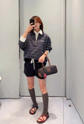 Miu Miu Striped Half-Zip Polo Sweatshirt