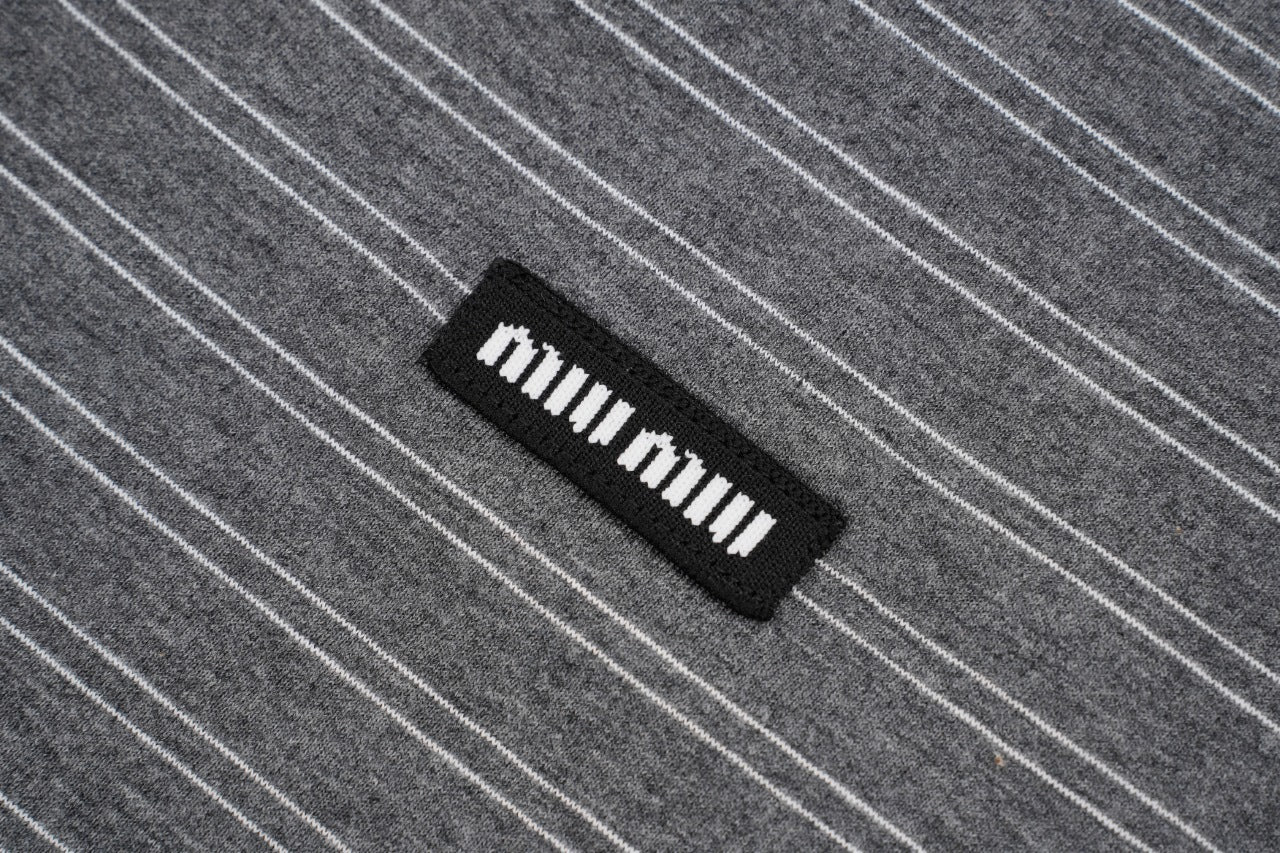 Miu Miu Striped Logo Lapel Polo T-Shirt