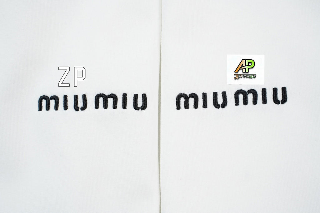 Miu Miu Solid Color Embroidered Long Sleeve T-Shirt