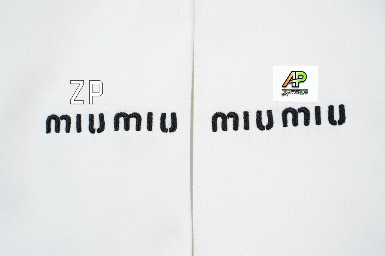 Miu Miu Solid Color Embroidered Long Sleeve T-Shirt