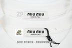 Miu Miu Solid Color Embroidered Long Sleeve T-Shirt