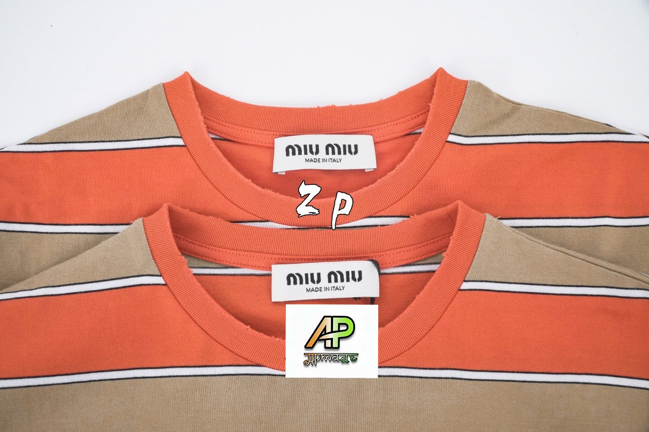 Miu Miu Striped Brown Long Sleeve T-Shirt