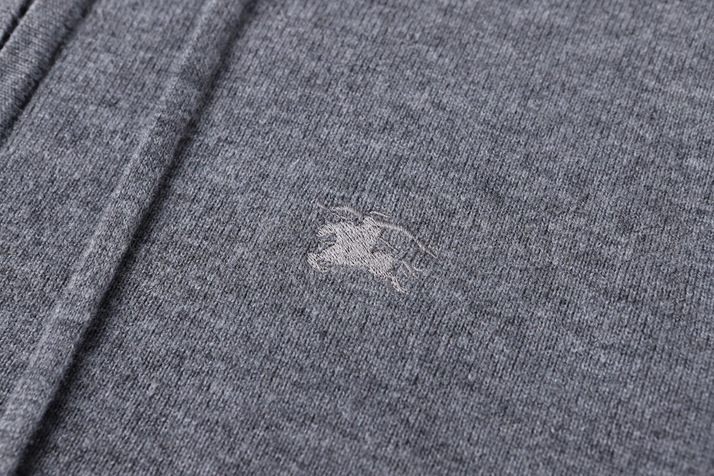 Burberry Wool Blend Zipper Hooded Embroidered Jacket
