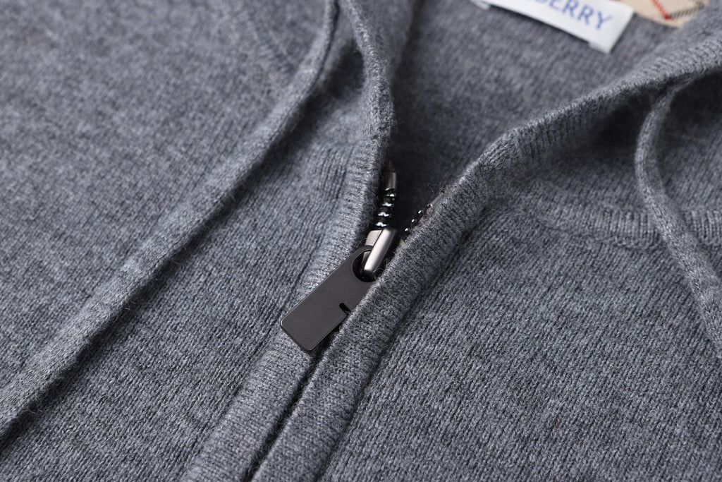 Burberry Wool Blend Zipper Hooded Embroidered Jacket