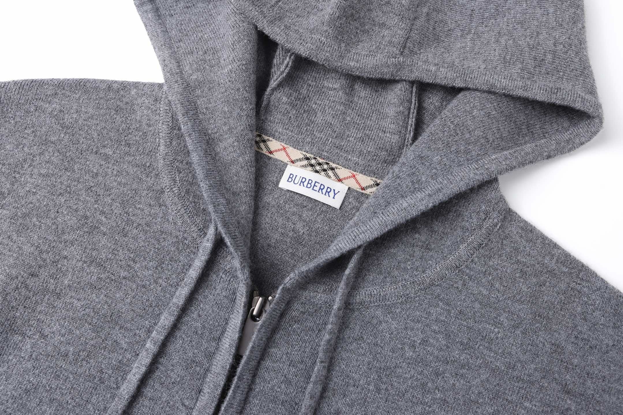 Burberry Wool Blend Zipper Hooded Embroidered Jacket