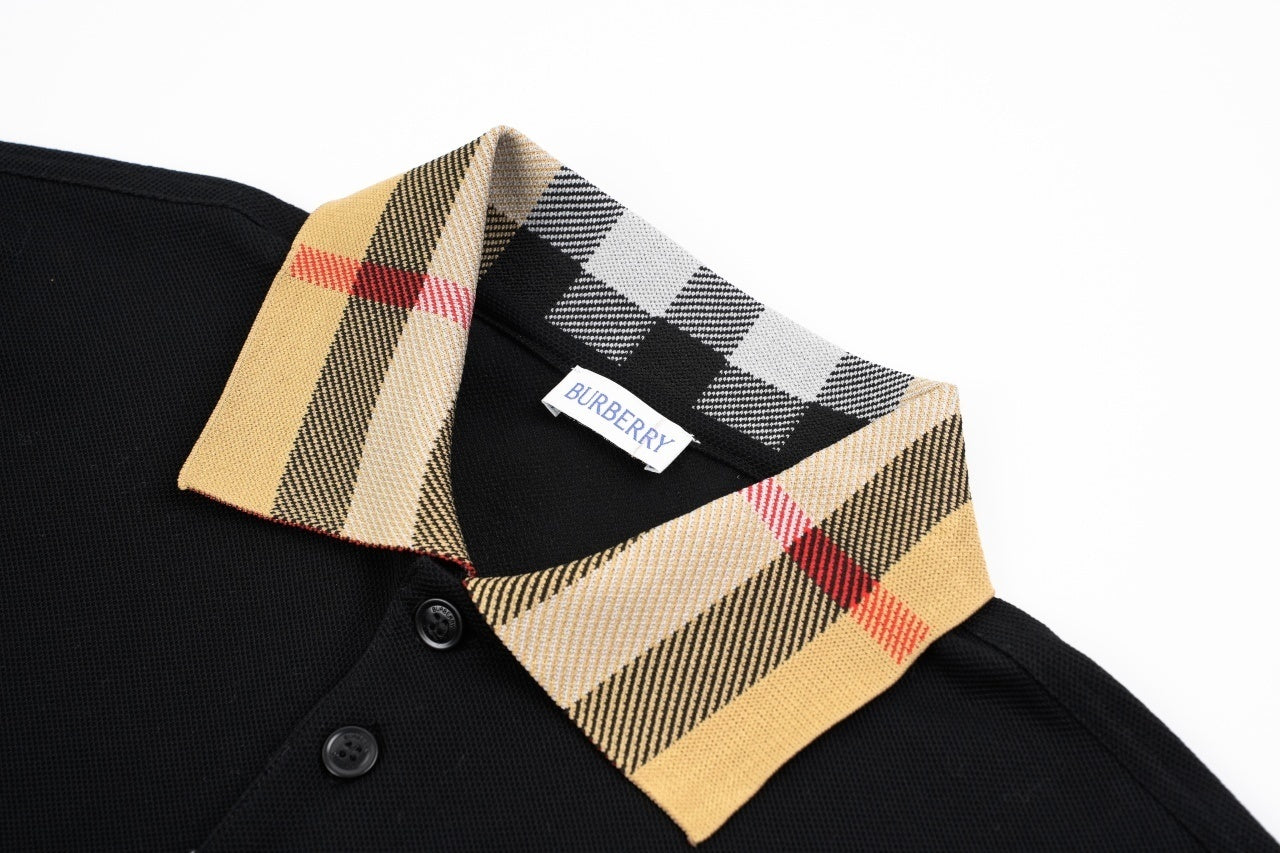 Burberry Black Long-Sleeved Polo T-Shirt