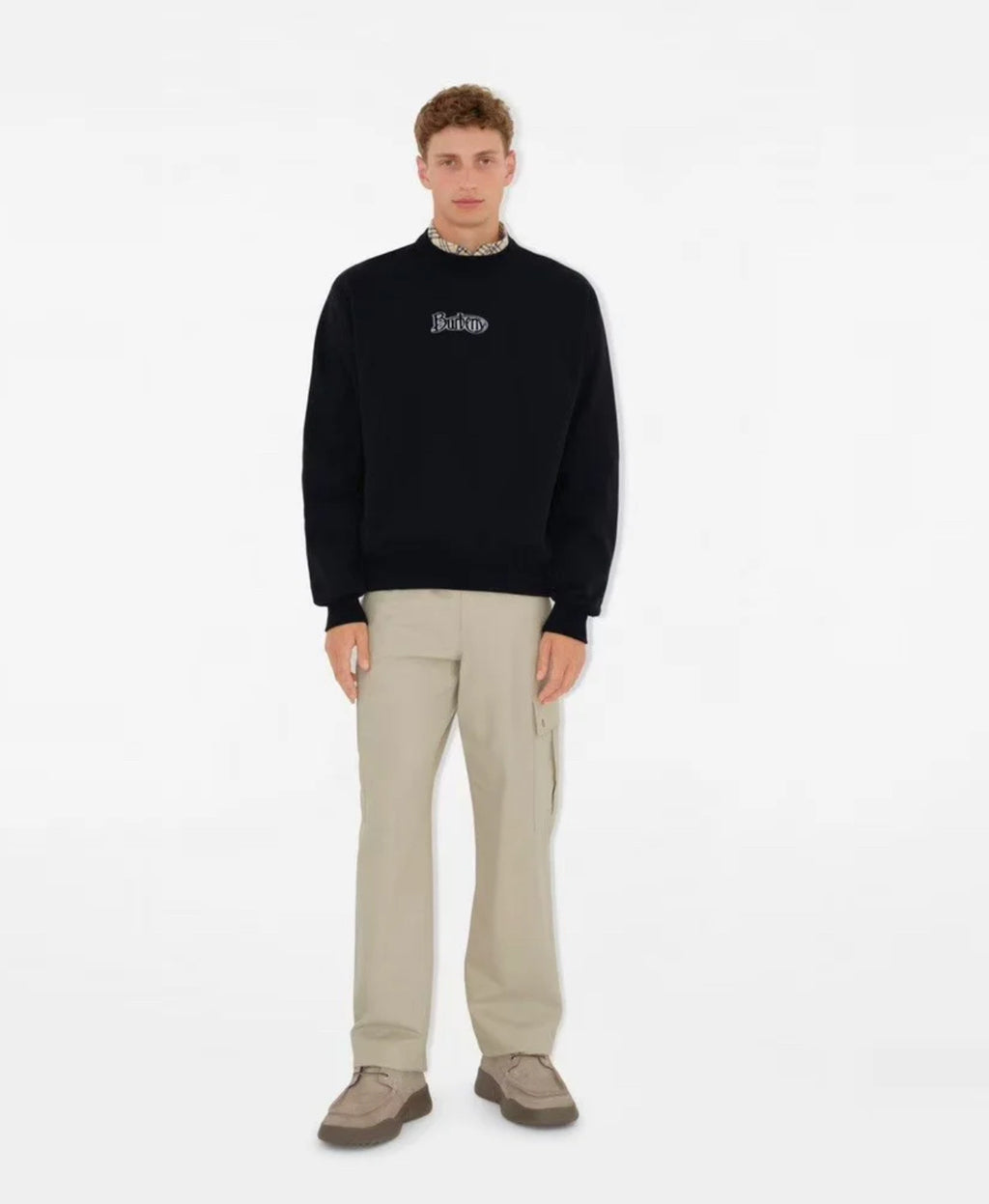 Burberry Flocked Logo Cotton-Blend Crewneck Sweatshirt