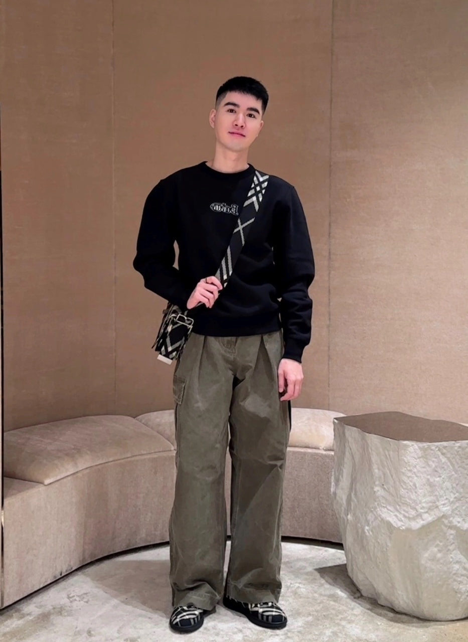 Burberry Flocked Logo Cotton-Blend Crewneck Sweatshirt