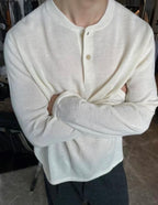 Burberry Cashmere Henley Collar Long Sleeve T-Shirt
