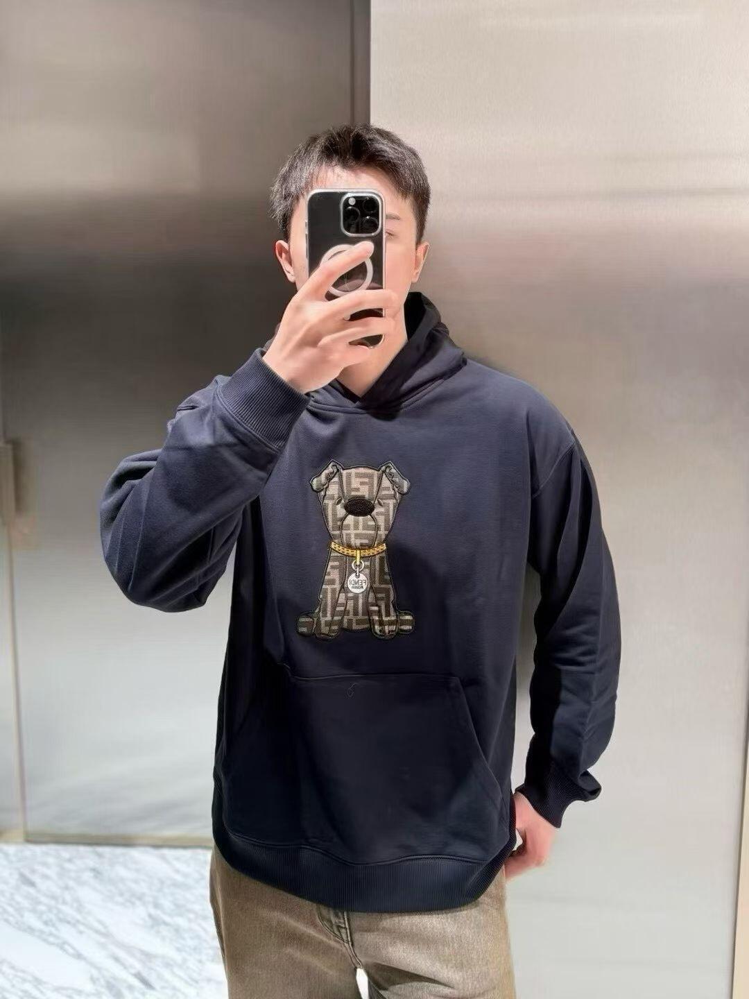 Fendi Applique Embroidered Logo Hoodie