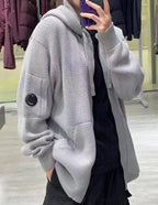 C.P. Company Sleeve Round Logo Knit Hooded Jacket
