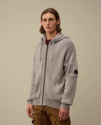 C.P. Company Sleeve Round Logo Knit Hooded Jacket