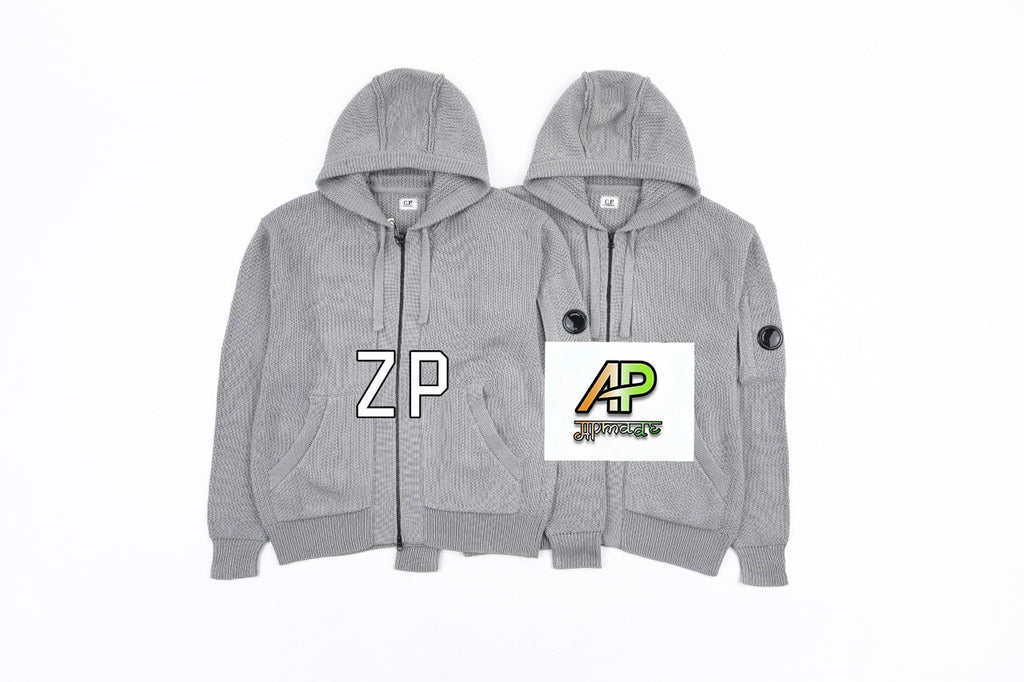 C.P. Company Sleeve Round Logo Knit Hooded Jacket