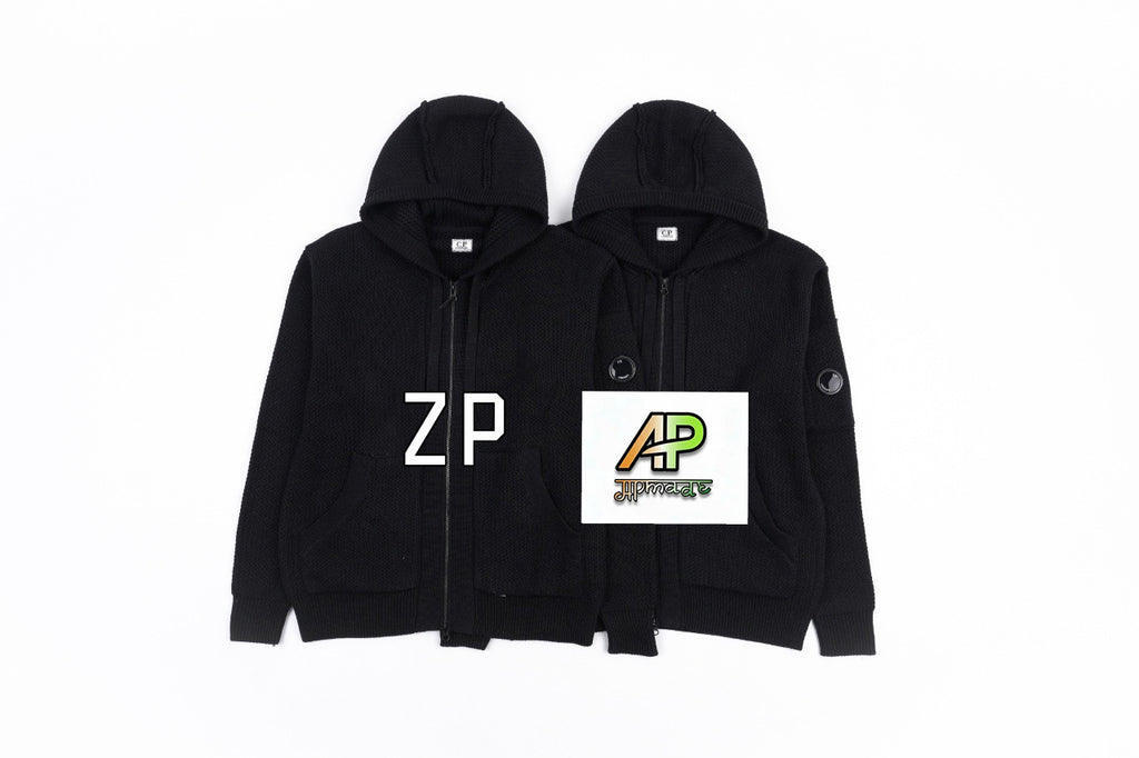 C.P. Company Sleeve Round Logo Knit Hooded Jacket