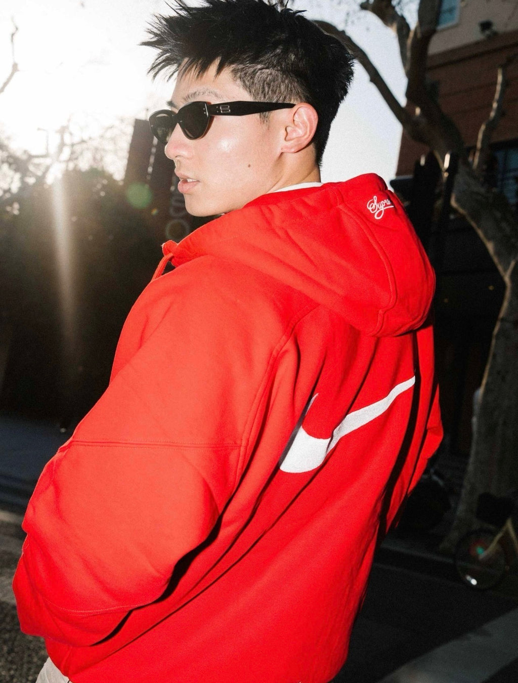 Nike Sup × Nk Collaboration Hooded Jacket with Embroidered Swoosh