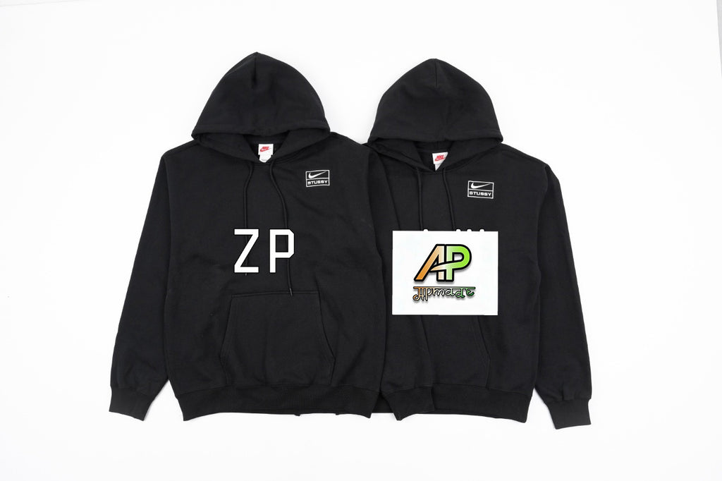Nike x Stussy 23SS Solid Color Embroidered Logo Hooded Fleece Sweatshirt