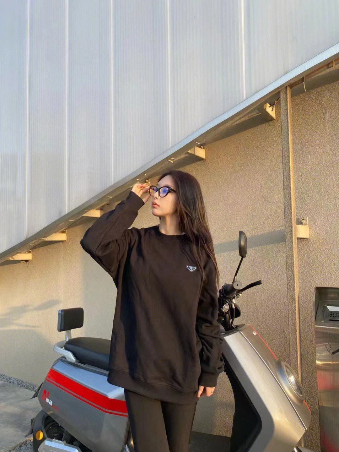 Prada Nylon Patchwork Decorative Air Layer Sweatshirt