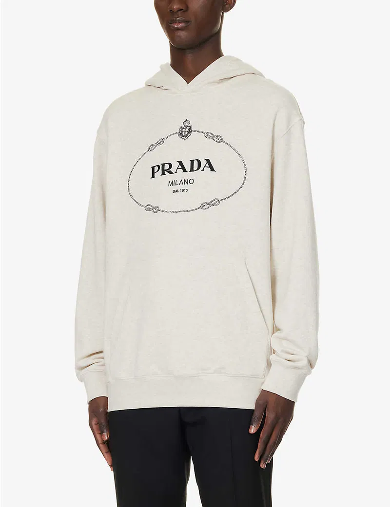 Prada Chest Flower Embroidered Gauze Hoodie
