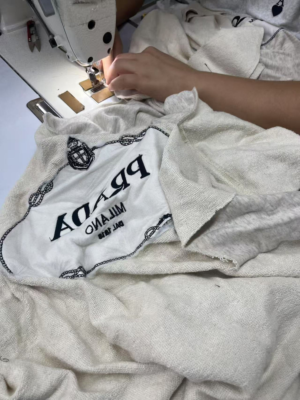 Prada Chest Flower Embroidered Gauze Hoodie