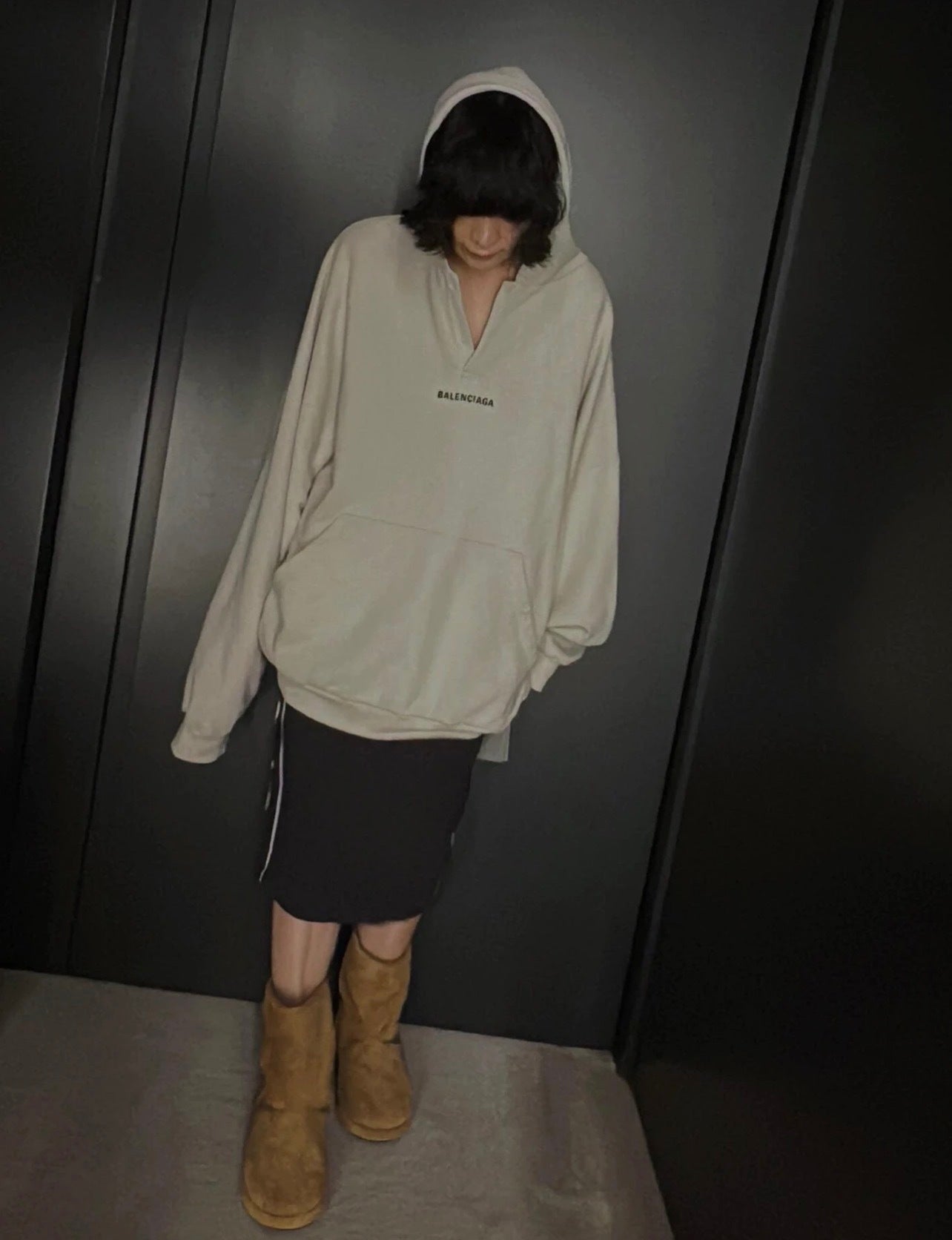 Balenciaga V-neck Hooded Sweatshirt