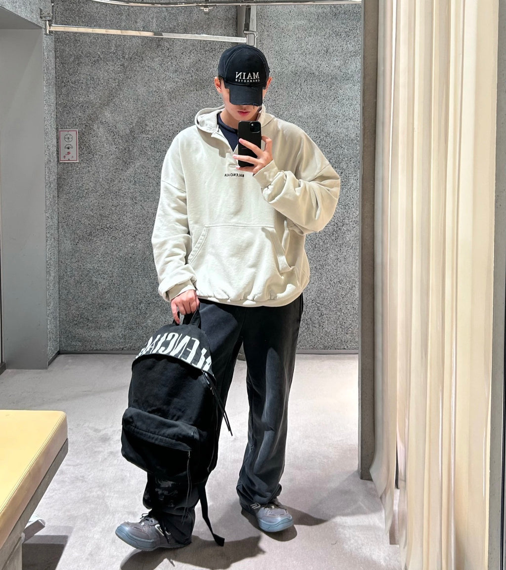 Balenciaga V-neck Hooded Sweatshirt