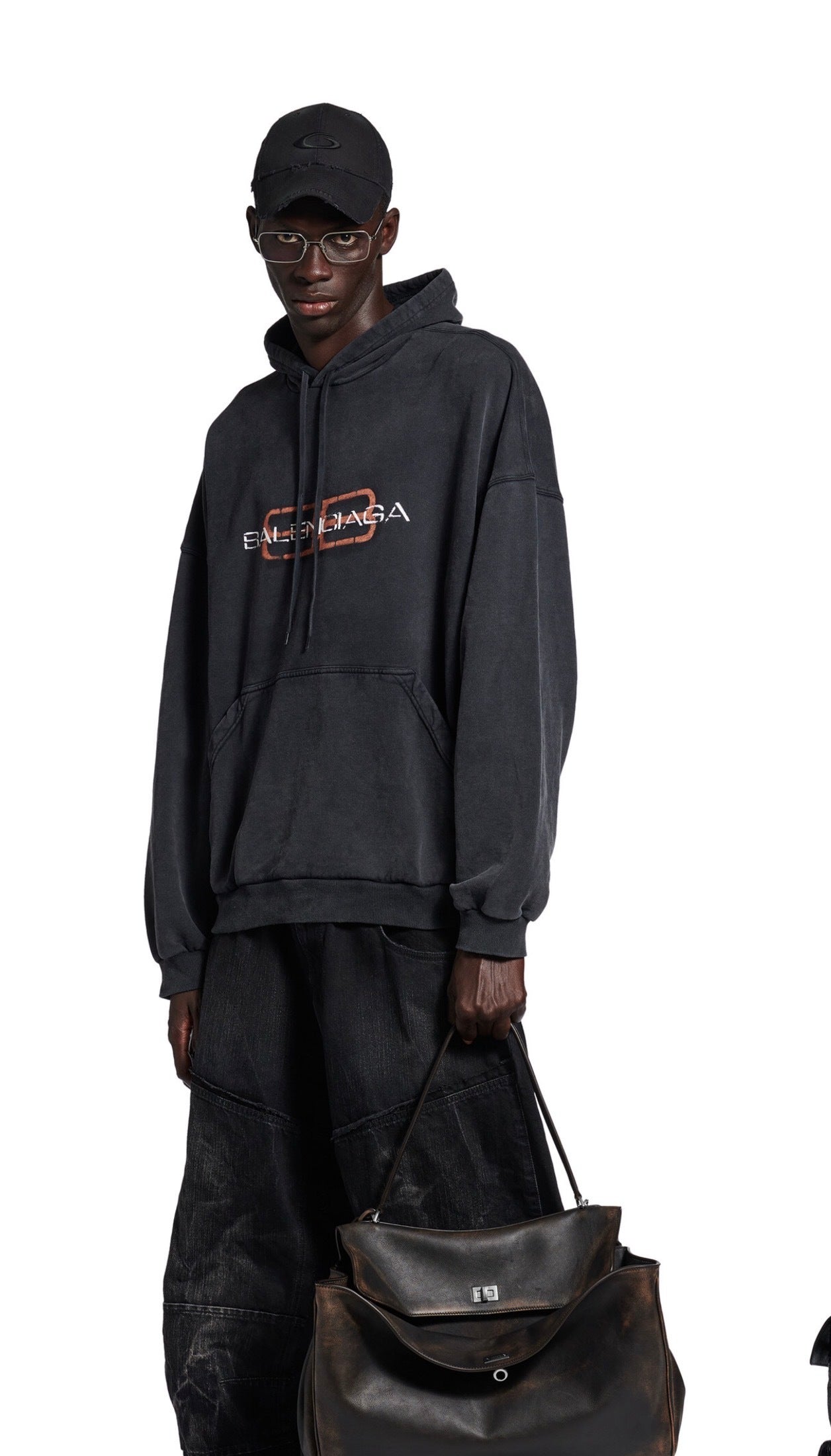 Balenciaga Mottled Muddy Dye Double B Print Hoodie