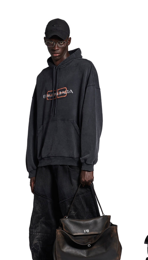 Balenciaga Mottled Muddy Dye Double B Print Hoodie