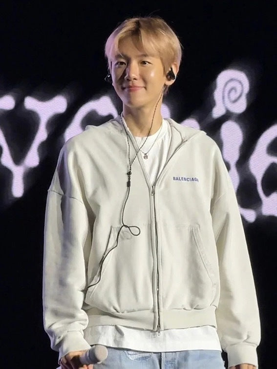 Balenciaga 25SS Letter Embroidery Hooded Zip-Up Sweatshirt