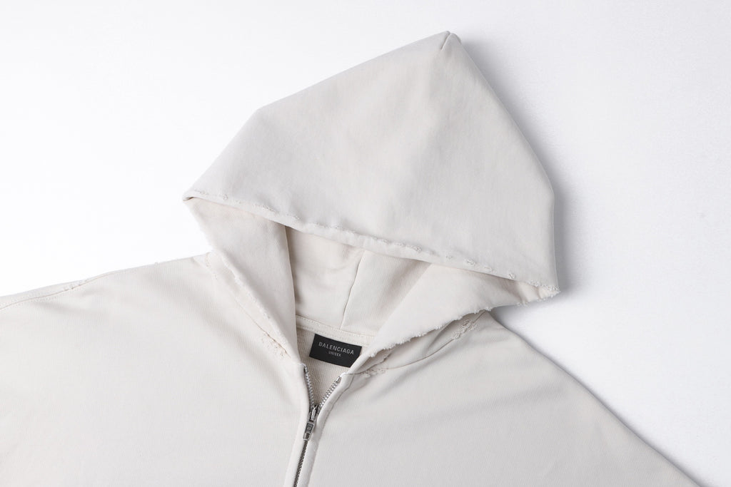 Balenciaga 25SS Letter Embroidery Hooded Zip-Up Sweatshirt