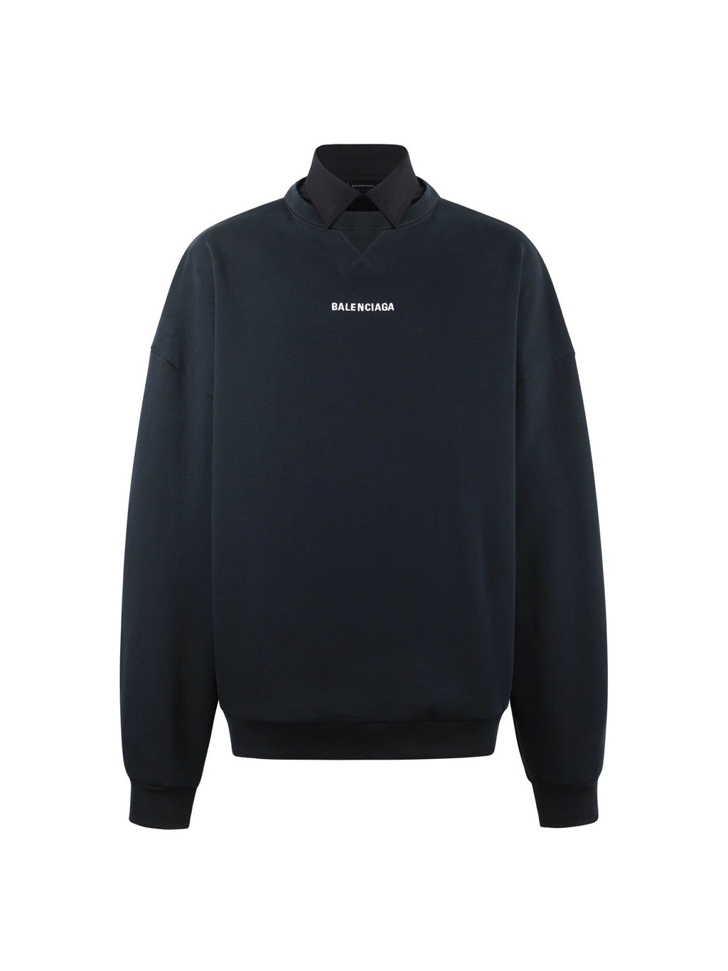Balenciaga 25SS Embroidered Shirt Collar Drop Shoulder Sweatshirt