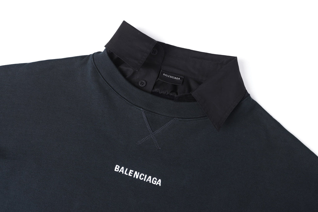 Balenciaga 25SS Embroidered Shirt Collar Drop Shoulder Sweatshirt