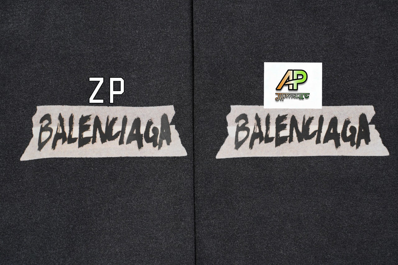 Balenciaga Kraft Paper Washi Tape Lettering Distressed Sweatshirt