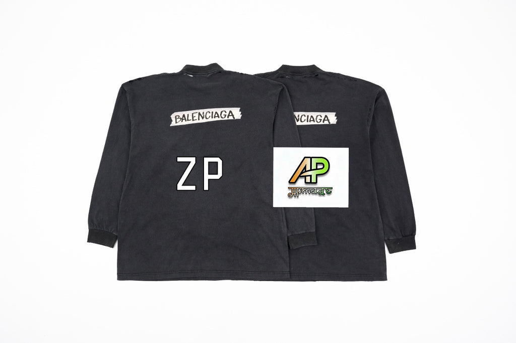 Balenciaga Kraft Paper Washi Tape Lettering Distressed Sweatshirt
