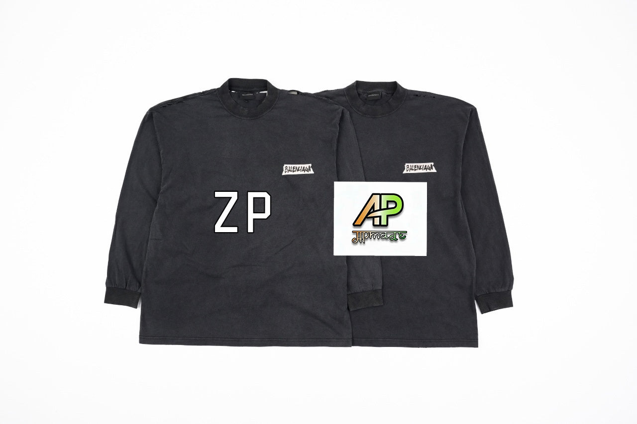 Balenciaga Kraft Paper Washi Tape Lettering Distressed Sweatshirt