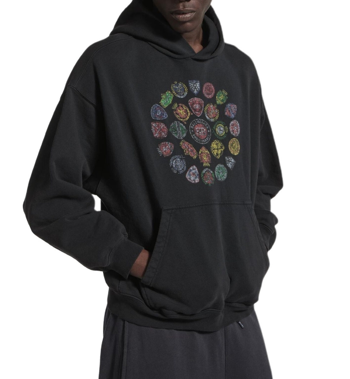 Balenciaga Multi-logo Badge Print Hoodie