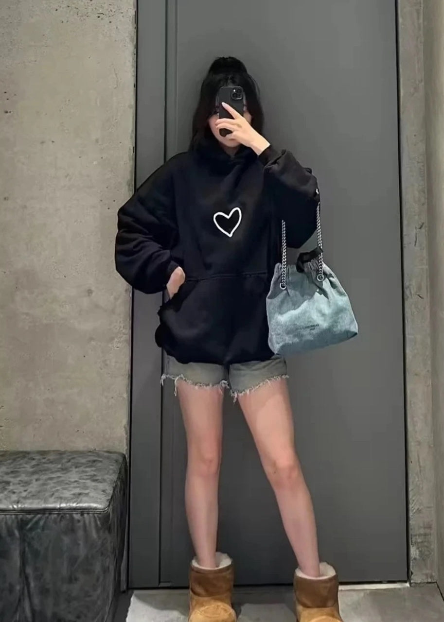 Balenciaga Heart-shaped Two-tone Yarn Hoodie