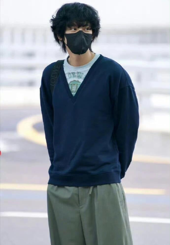 Loewe Faux Two-Piece Printed Embroidered V-Neck Sweatshirt