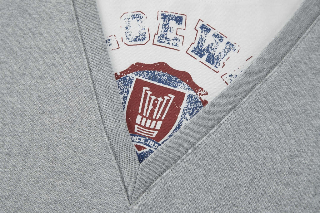 Loewe Faux Two-Piece Printed Embroidered V-Neck Sweatshirt