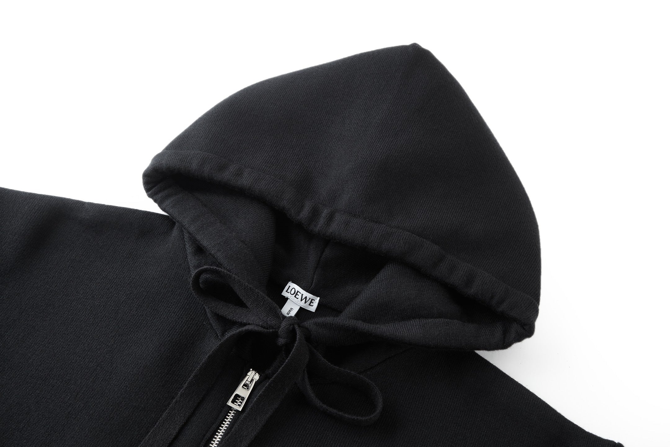 Loewe Leather Label Pocket Knitted Zip-up Hoodie